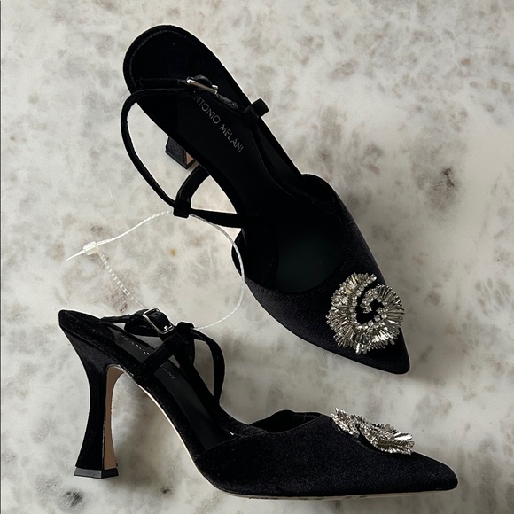 ANTONIO MELANI Shoes - NWT black velvet Antonio Melani sling backs. 9.5